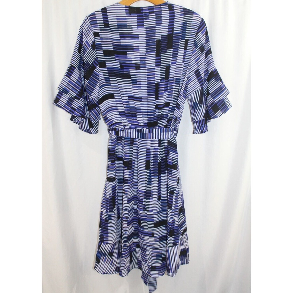 City Chic Isabella Hypnotize Print Tie Waist Faux Wrap Ruffle Dress XS/14 NWT - Picture 6 of 7